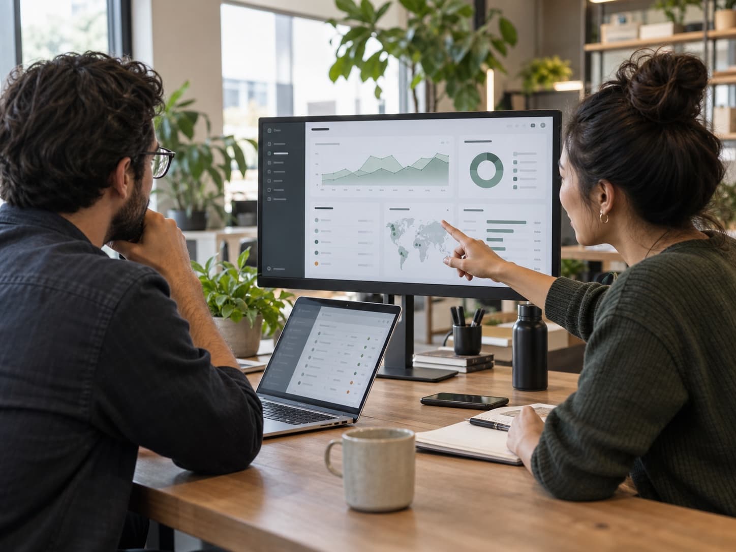 Product team reviewing a scalable SaaS dashboard