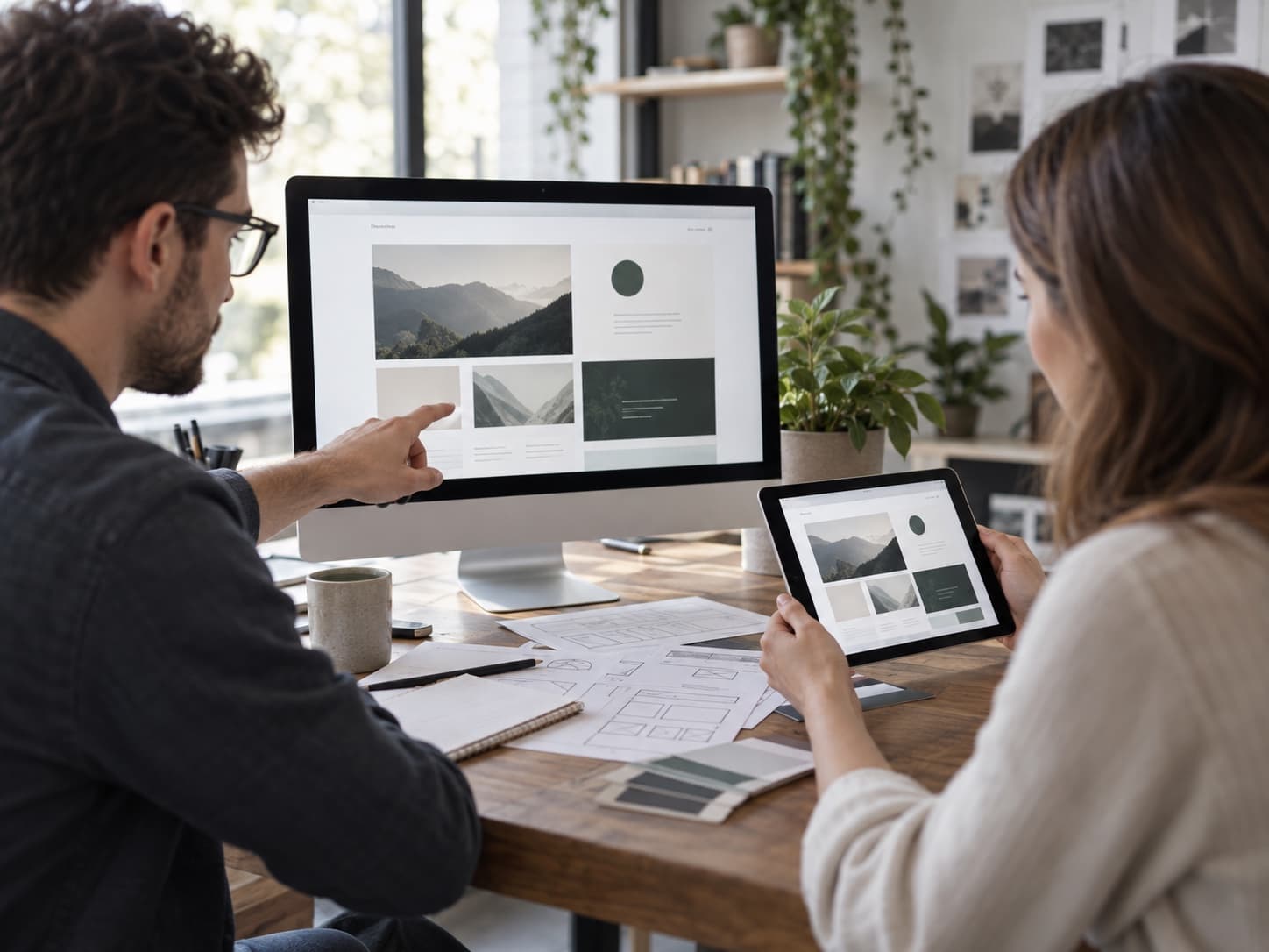 Web team reviewing a responsive application